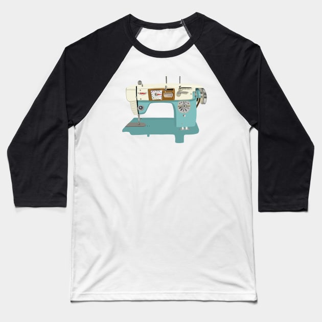 Blue Sewing Machine Baseball T-Shirt by jenblove